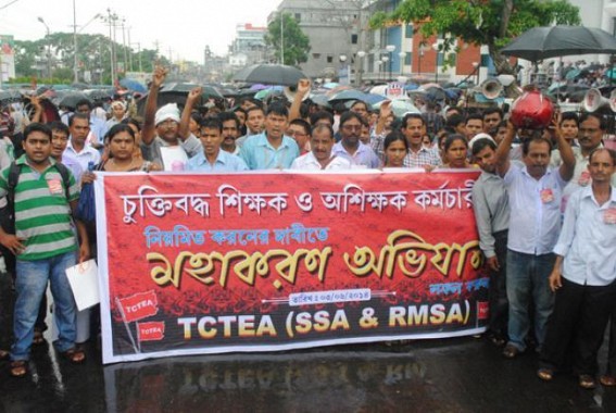 Demanding regularization;SSA and RMSA teachers to go for one day mass leave on 27 Aug